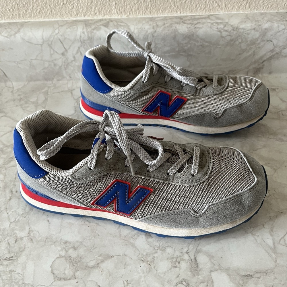 New Balance 515 Sneakers Men's 5.5 Gray Blue Red Joggers Shoes Lace Up